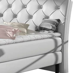 Sale Wohnen Chesterfield Boxbett aus Kunstleder in Weiß - Flenco
