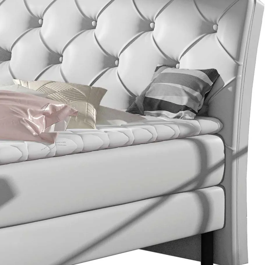 Sale Wohnen Chesterfield Boxbett aus Kunstleder in Weiß - Flenco