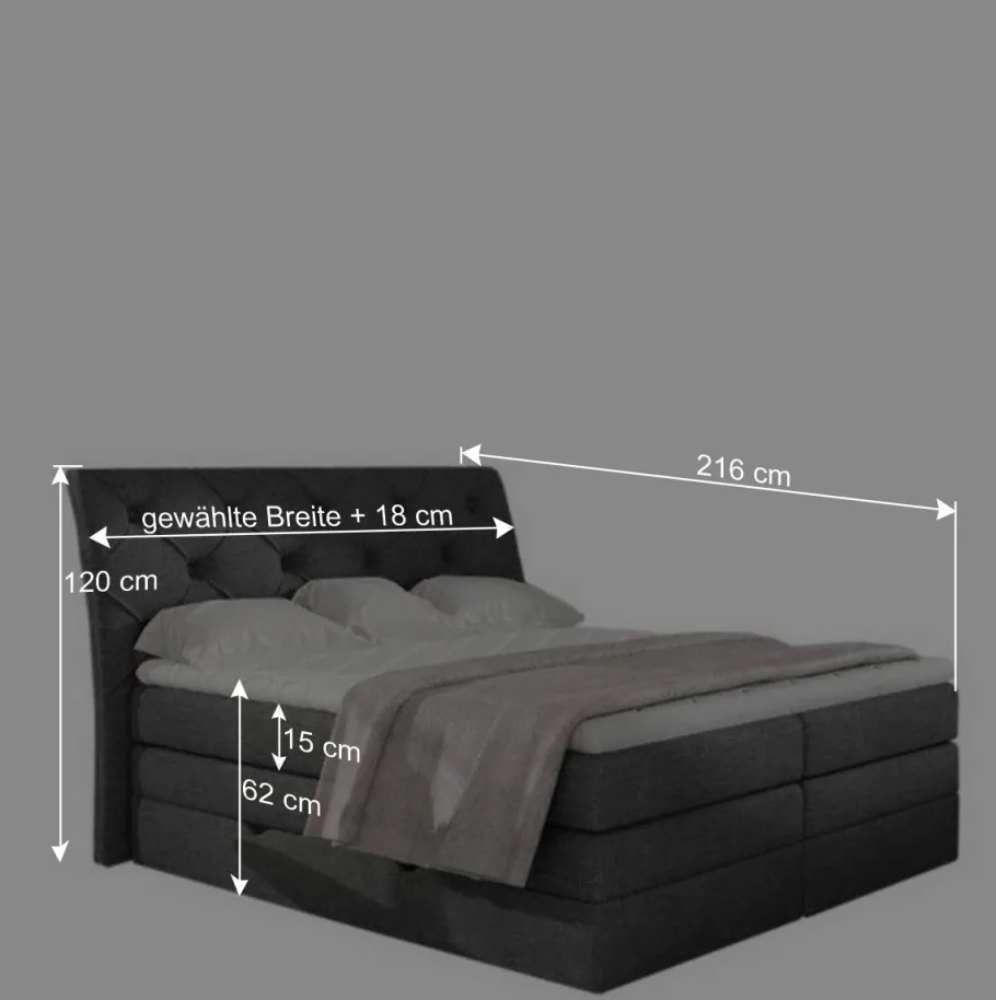 Best Wohnen Chesterfield Boxspring Bett in Dunkelgrün Velours - Ardit