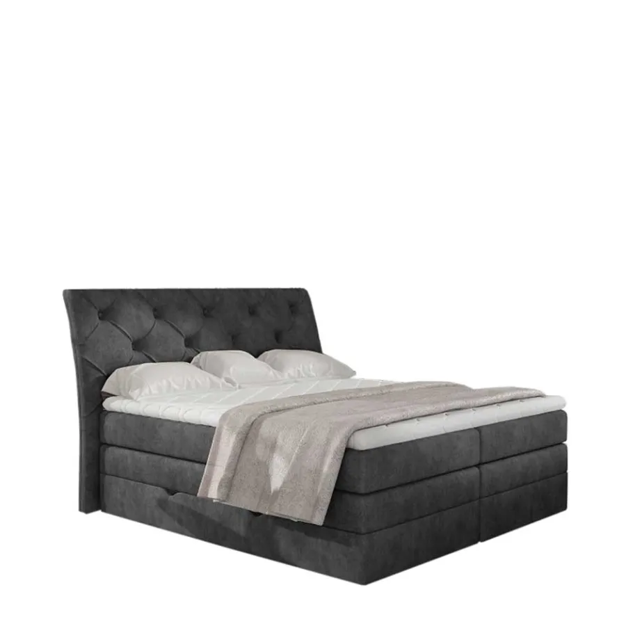 Clearance Wohnen Chesterfield Boxspringbett in Dunkelgrau Vintage Optik - Albertiro