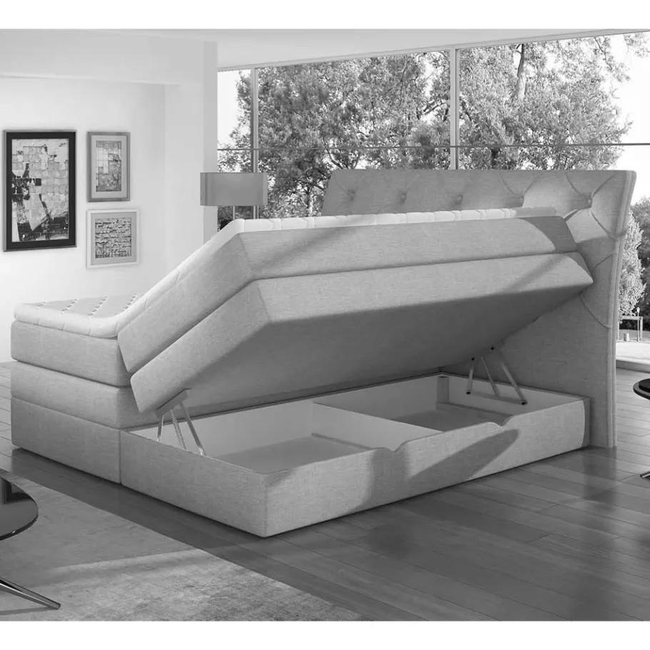 Clearance Wohnen Chesterfield Boxspringbett in Dunkelgrau Vintage Optik - Albertiro