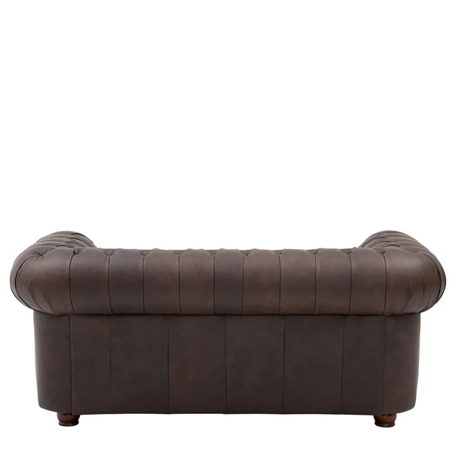 Outlet Wohnen Chesterfield Couch aus Echtleder - Pluna
