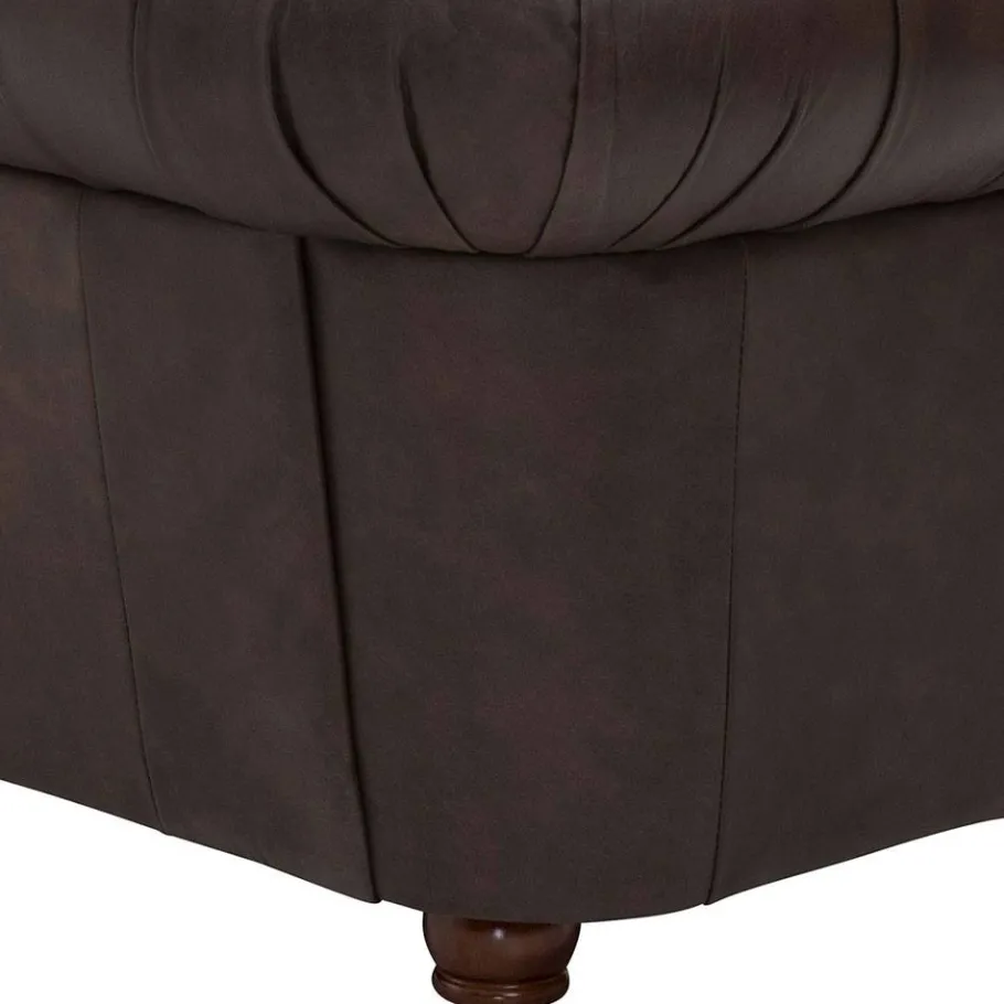 Outlet Wohnen Chesterfield Couch aus Echtleder - Pluna