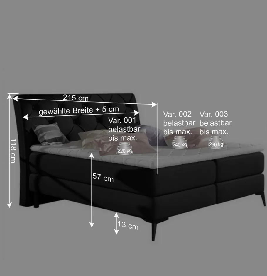 Online Wohnen Chesterfield Komplettbett in Schwarz - Silvaria