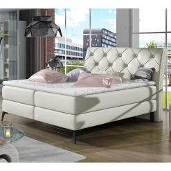 Sale Wohnen Chesterfield Kunstlederbett in Creme - Micerdo