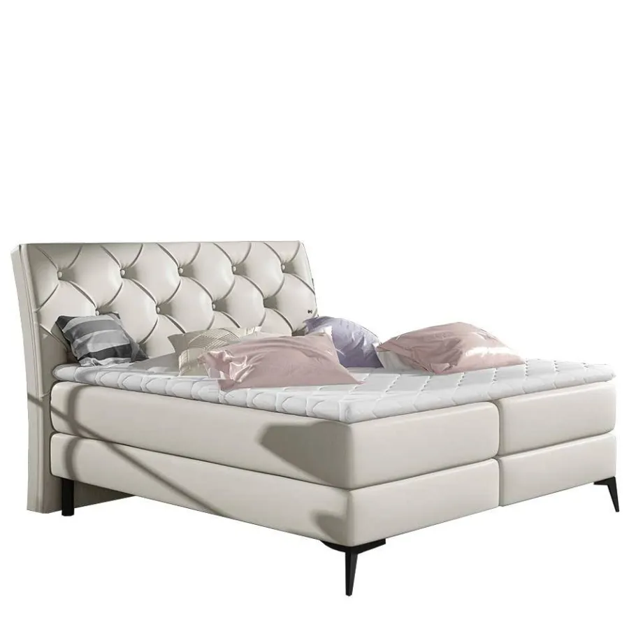Sale Wohnen Chesterfield Kunstlederbett in Creme - Micerdo