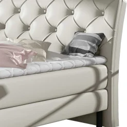 Sale Wohnen Chesterfield Kunstlederbett in Creme - Micerdo