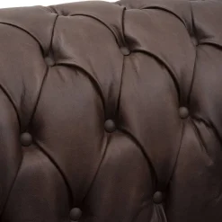 Online Wohnen Chesterfield Leder-Dreisitzer in Braun - Pluna