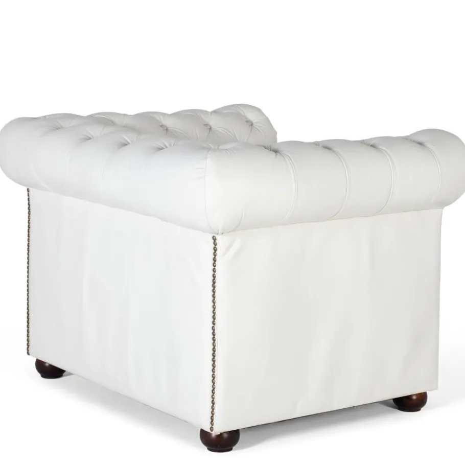 Clearance Wohnen Chesterfield Ledersessel in Weiß - Pavias
