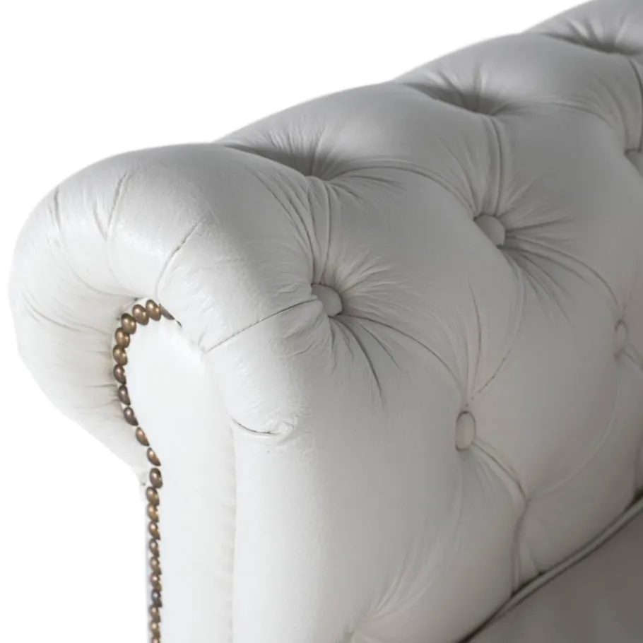 Clearance Wohnen Chesterfield Ledersessel in Weiß - Pavias
