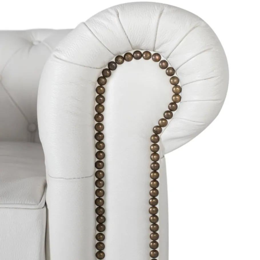 Clearance Wohnen Chesterfield Ledersessel in Weiß - Pavias