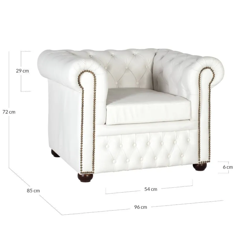 Clearance Wohnen Chesterfield Ledersessel in Weiß - Pavias