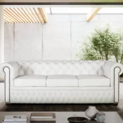 Sale Wohnen Chesterfield Ledersofa in Weiß - Pavias