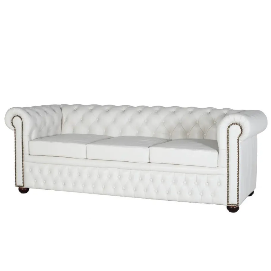 Sale Wohnen Chesterfield Ledersofa in Weiß - Pavias