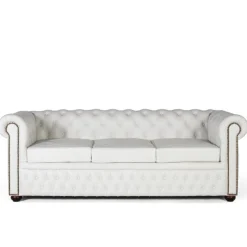 Sale Wohnen Chesterfield Ledersofa in Weiß - Pavias