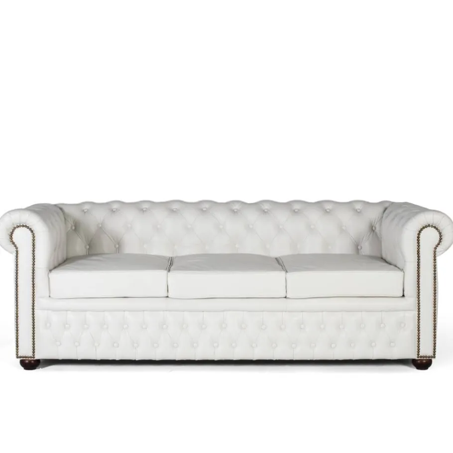 Sale Wohnen Chesterfield Ledersofa in Weiß - Pavias