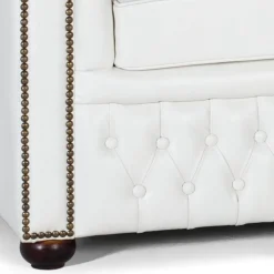 Sale Wohnen Chesterfield Ledersofa in Weiß - Pavias