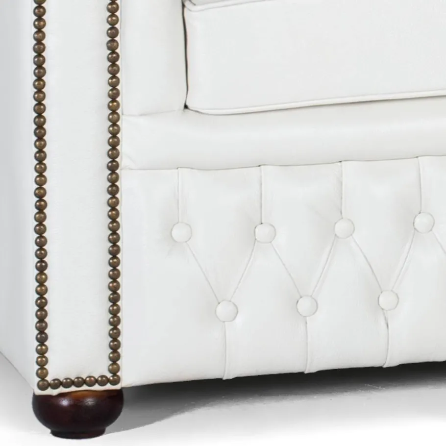 Sale Wohnen Chesterfield Ledersofa in Weiß - Pavias