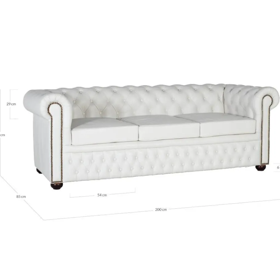 Sale Wohnen Chesterfield Ledersofa in Weiß - Pavias