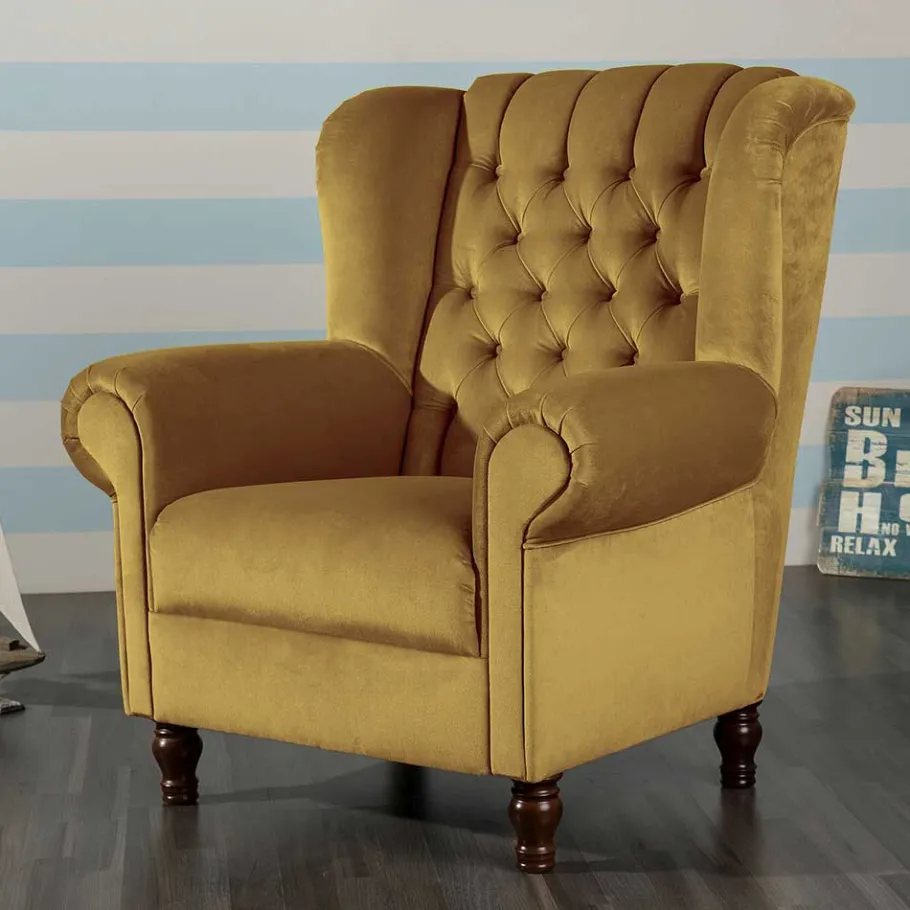 Sale Wohnen Chesterfield Ohrenbackensessel aus Samtvelours - Gregg