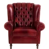 Outlet Wohnen Chesterfield Ohrensessel in Dunkelrot Leder - Guantama