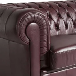 Discount Wohnen Chesterfield Polstergarnitur aus Leder - Geoloro (dreiteilig)