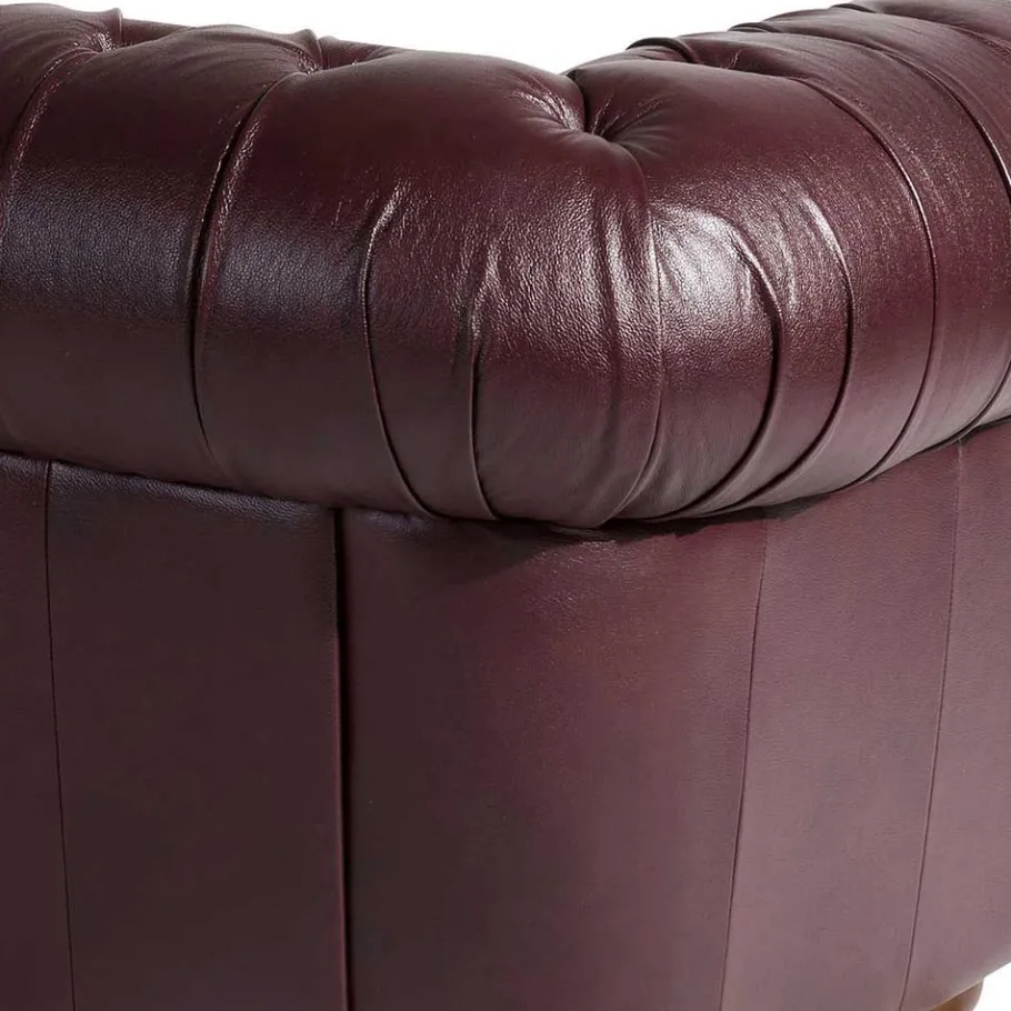 Discount Wohnen Chesterfield Polstergarnitur aus Leder - Geoloro (dreiteilig)