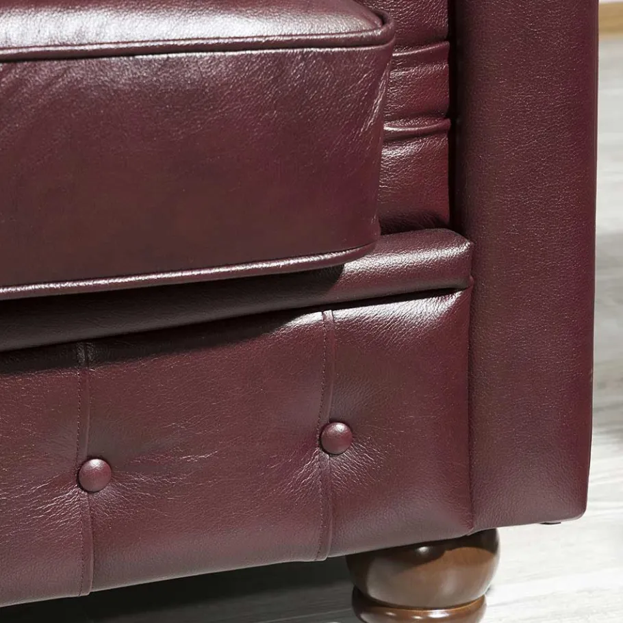 Discount Wohnen Chesterfield Polstergarnitur aus Leder - Geoloro (dreiteilig)