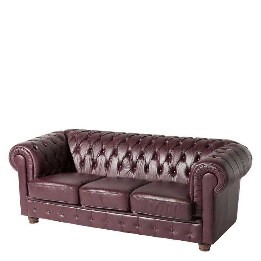 Discount Wohnen Chesterfield Polstergarnitur aus Leder - Geoloro (dreiteilig)