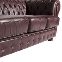Discount Wohnen Chesterfield Polstergarnitur aus Leder - Geoloro (dreiteilig)