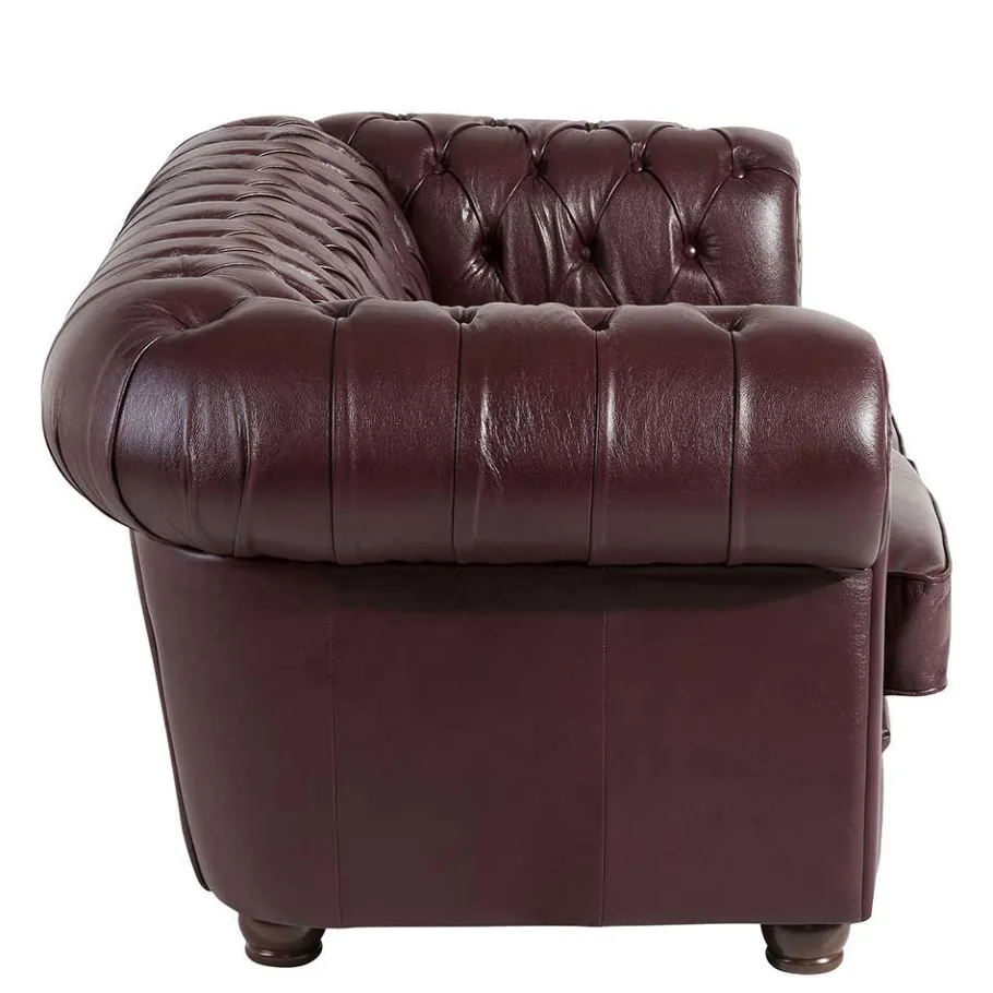 Discount Wohnen Chesterfield Polstergarnitur aus Leder - Geoloro (dreiteilig)