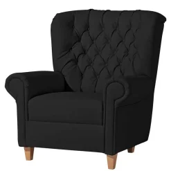 Online Wohnen Chesterfield Polstersessel in Schwarz Kunstleder - Centurion
