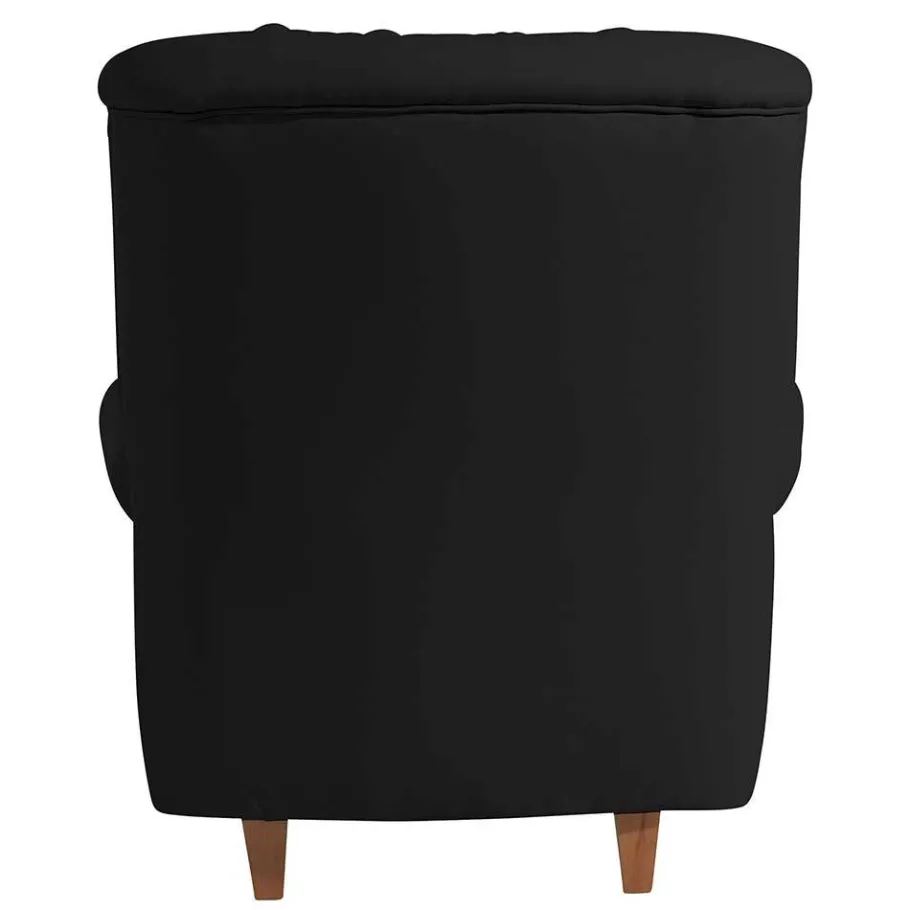 Online Wohnen Chesterfield Polstersessel in Schwarz Kunstleder - Centurion