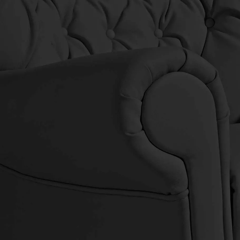 Online Wohnen Chesterfield Polstersessel in Schwarz Kunstleder - Centurion