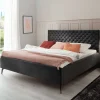 Online Wohnen Chesterfield Samtbett in Anthrazit - Satos