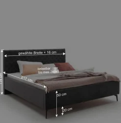 Online Wohnen Chesterfield Samtbett in Anthrazit - Satos