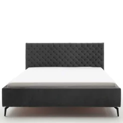 Online Wohnen Chesterfield Samtbett in Anthrazit - Satos
