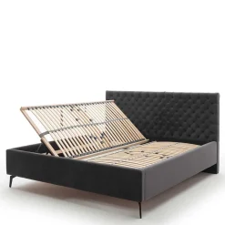 Online Wohnen Chesterfield Samtbett in Anthrazit - Satos