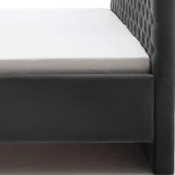 Online Wohnen Chesterfield Samtbett in Anthrazit - Satos