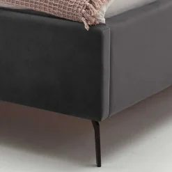 Online Wohnen Chesterfield Samtbett in Anthrazit - Satos