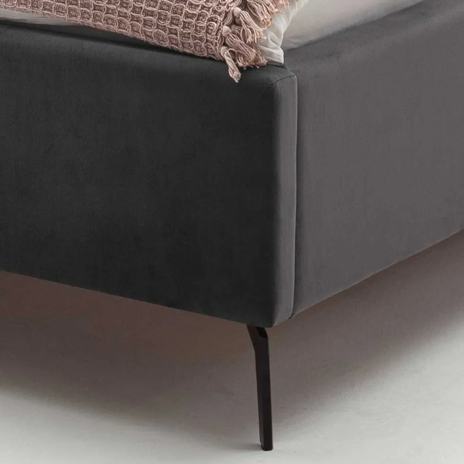 Online Wohnen Chesterfield Samtbett in Anthrazit - Satos