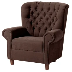 Wohnen Chesterfield Sessel aus braunem Velours - Potriwa