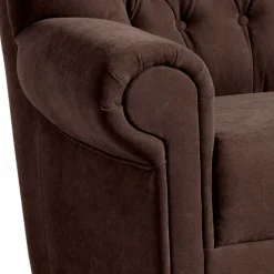 Wohnen Chesterfield Sessel aus braunem Velours - Potriwa