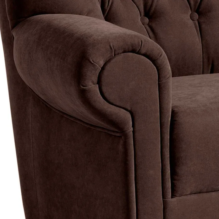 Wohnen Chesterfield Sessel aus braunem Velours - Potriwa