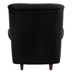 New Wohnen Chesterfield Sessel aus schwarzem Velours - Nikolas