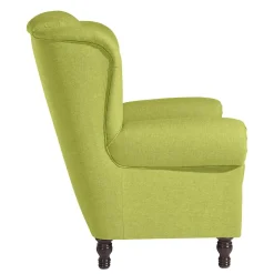 Hot Wohnen Chesterfield Sessel in Gelbgrün und Nussbaum - Prenza