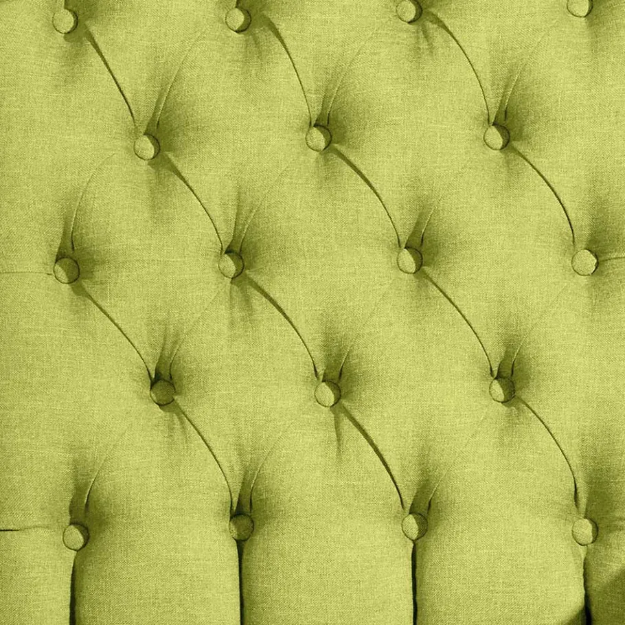 Hot Wohnen Chesterfield Sessel in Gelbgrün und Nussbaum - Prenza
