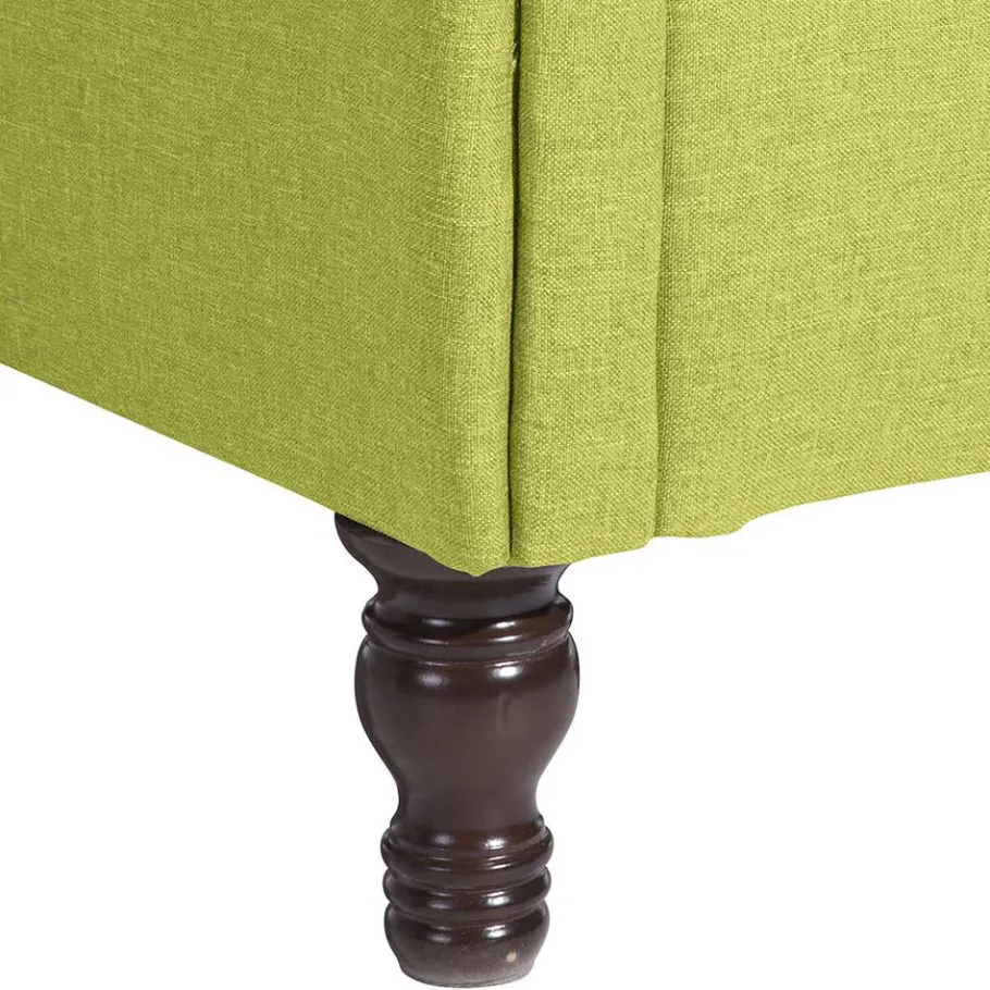 Hot Wohnen Chesterfield Sessel in Gelbgrün und Nussbaum - Prenza