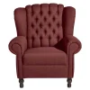 Clearance Wohnen Chesterfield Sessel in Rot und Nussbaum - Giaz
