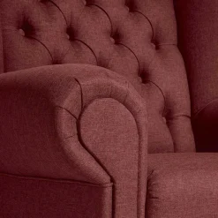 Clearance Wohnen Chesterfield Sessel in Rot und Nussbaum - Giaz